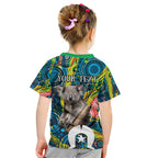 Personalised Vivid Minimal Koala Kid T Shirt NAIDOC 2024 Aboriginal Art Style No2