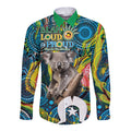 Personalised Vivid Minimal Koala Long Sleeve Button Shirt NAIDOC 2024 Aboriginal Art Style No2