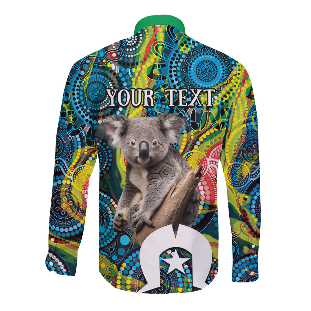 Personalised Vivid Minimal Koala Long Sleeve Button Shirt NAIDOC 2024 Aboriginal Art Style No2