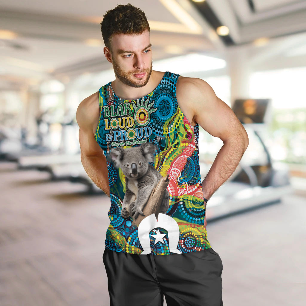 Personalised Vivid Minimal Koala Men Tank Top NAIDOC 2024 Aboriginal Art Style No2