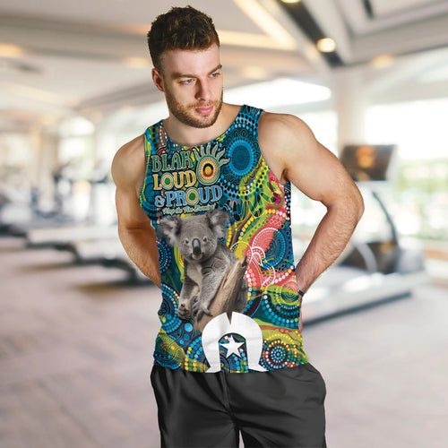 Personalised Vivid Minimal Koala Men Tank Top NAIDOC 2024 Aboriginal Art Style No2