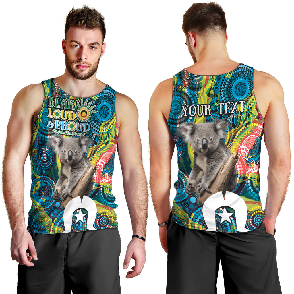 Personalised Vivid Minimal Koala Men Tank Top NAIDOC 2024 Aboriginal Art Style No2