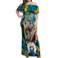 Personalised Vivid Minimal Koala Off Shoulder Maxi Dress NAIDOC 2024 Aboriginal Art Style No2