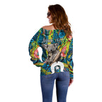Personalised Vivid Minimal Koala Off Shoulder Sweater NAIDOC 2024 Aboriginal Art Style No2