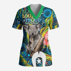 Personalised Vivid Minimal Koala Scrub Top NAIDOC 2024 Aboriginal Art Style No2 - Aussie Hoodie