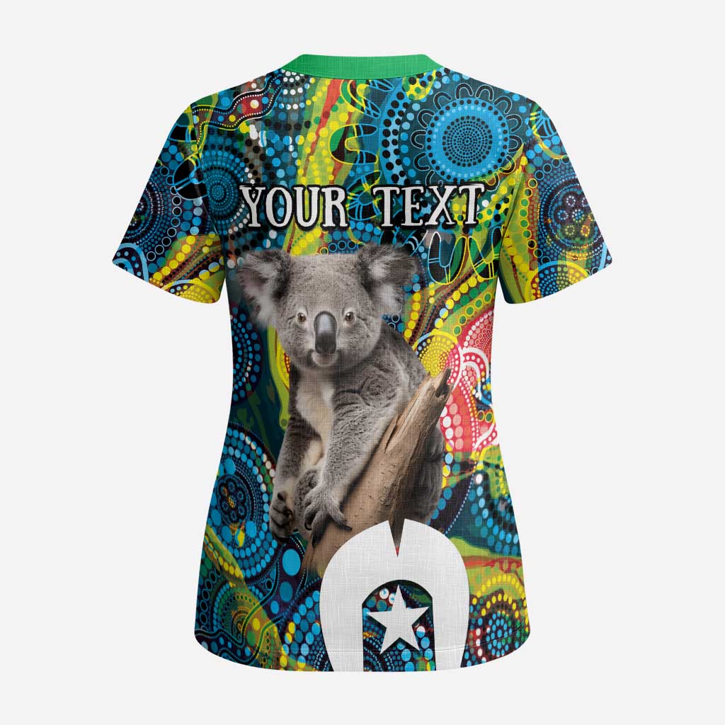 Personalised Vivid Minimal Koala Scrub Top NAIDOC 2024 Aboriginal Art Style No2 - Aussie Hoodie