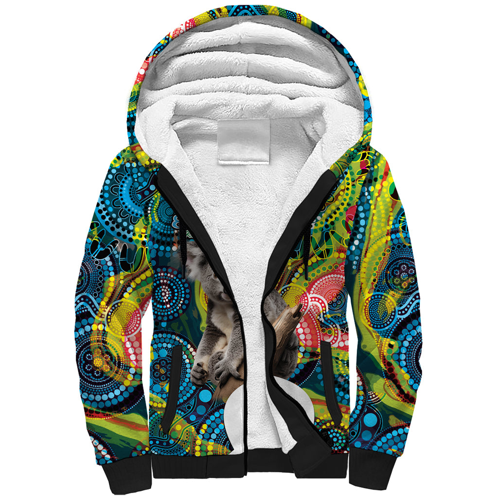 Personalised Vivid Minimal Koala Sherpa Hoodie NAIDOC 2024 Aboriginal Art Style No2