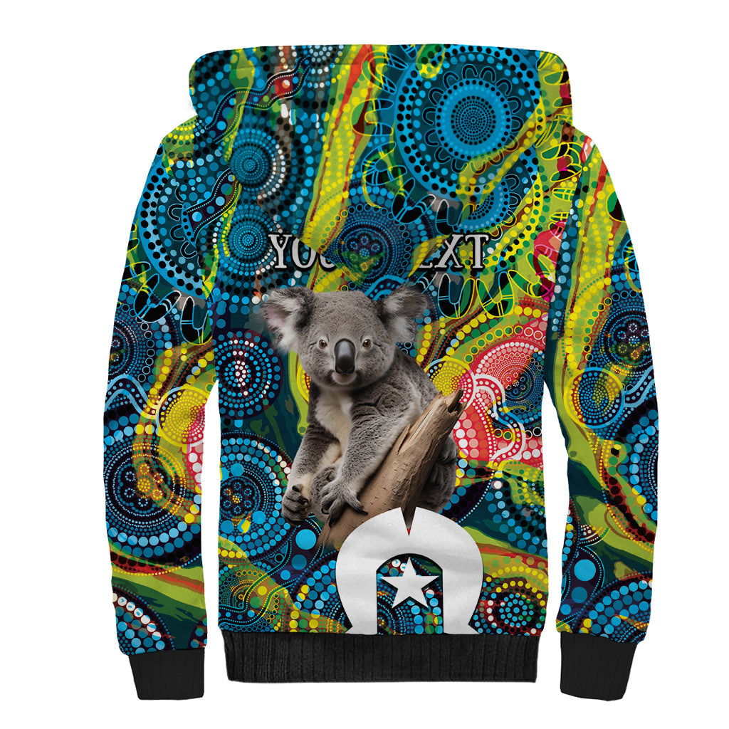 Personalised Vivid Minimal Koala Sherpa Hoodie NAIDOC 2024 Aboriginal Art Style No2