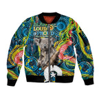 Personalised Vivid Minimal Koala Sleeve Zip Bomber Jacket NAIDOC 2024 Aboriginal Art Style No2