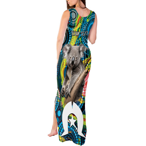 Personalised Vivid Minimal Koala Tank Maxi Dress NAIDOC 2024 Aboriginal Art Style No2