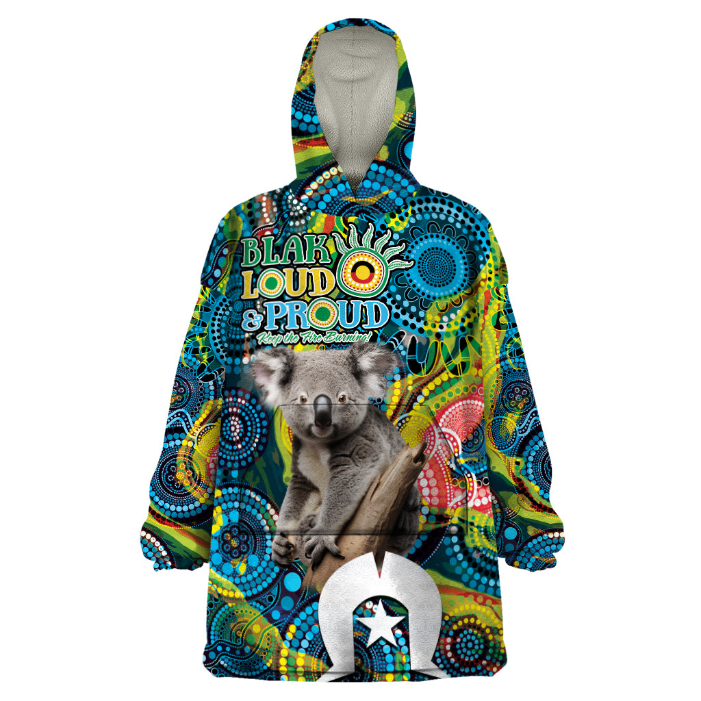 Personalised Vivid Minimal Koala Wearable Blanket Hoodie NAIDOC 2024 Aboriginal Art Style No2