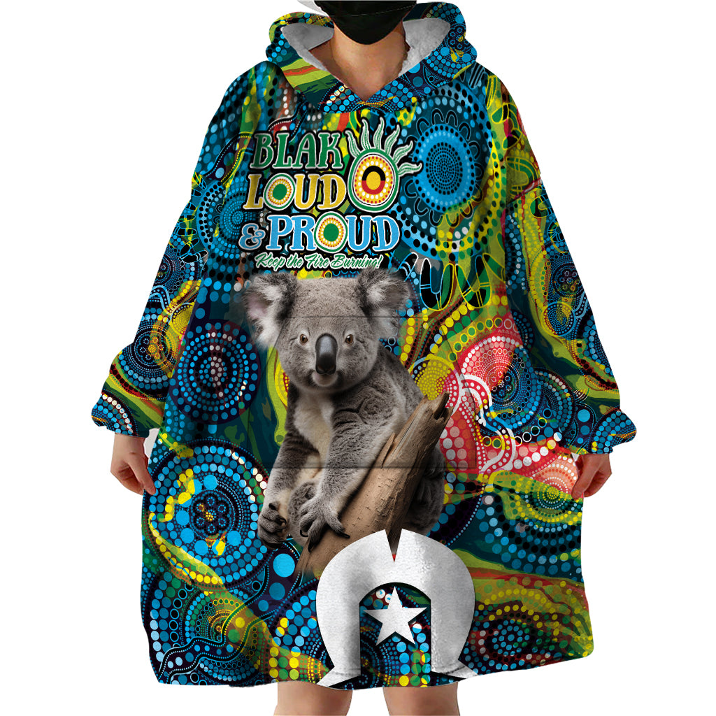 Personalised Vivid Minimal Koala Wearable Blanket Hoodie NAIDOC 2024 Aboriginal Art Style No2