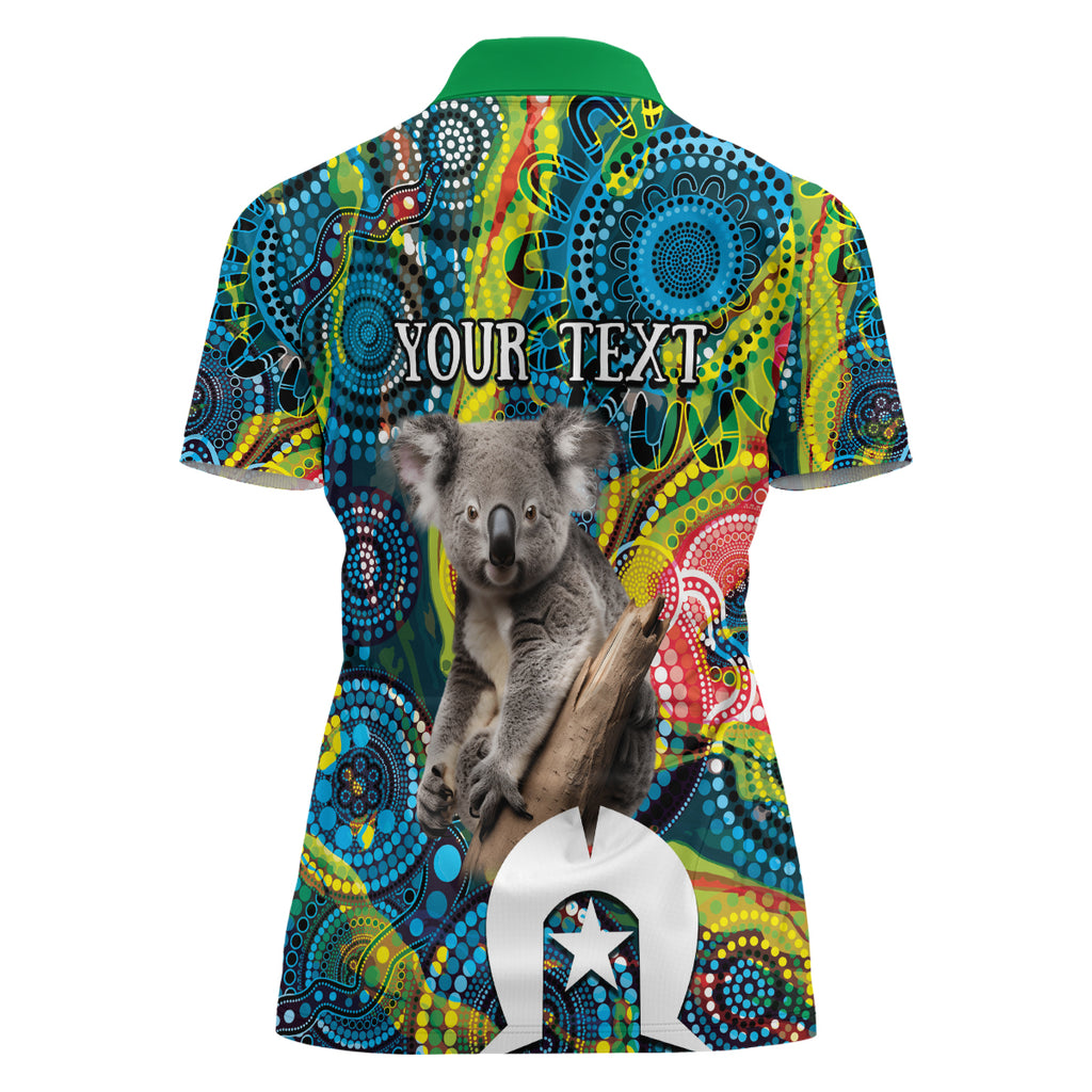 Personalised Vivid Minimal Koala Women Polo Shirt NAIDOC 2024 Aboriginal Art Style No2
