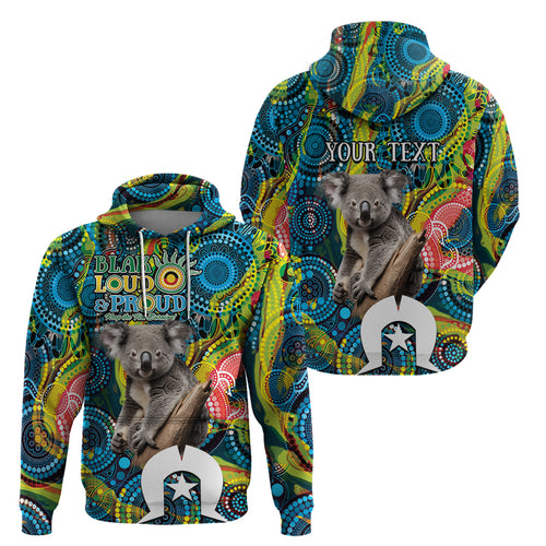 Personalised Vivid Minimal Koala Zip Hoodie NAIDOC 2024 Aboriginal Art Style No2