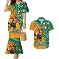 Custom Australia Rugby Wallaroos Couples Matching Mermaid Dress and Hawaiian Shirt Indigenous Aboriginal Pacific Champions