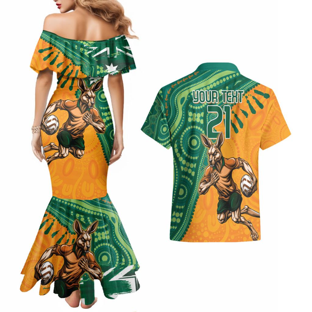 Custom Australia Rugby Wallaroos Couples Matching Mermaid Dress and Hawaiian Shirt Indigenous Aboriginal Pacific Champions