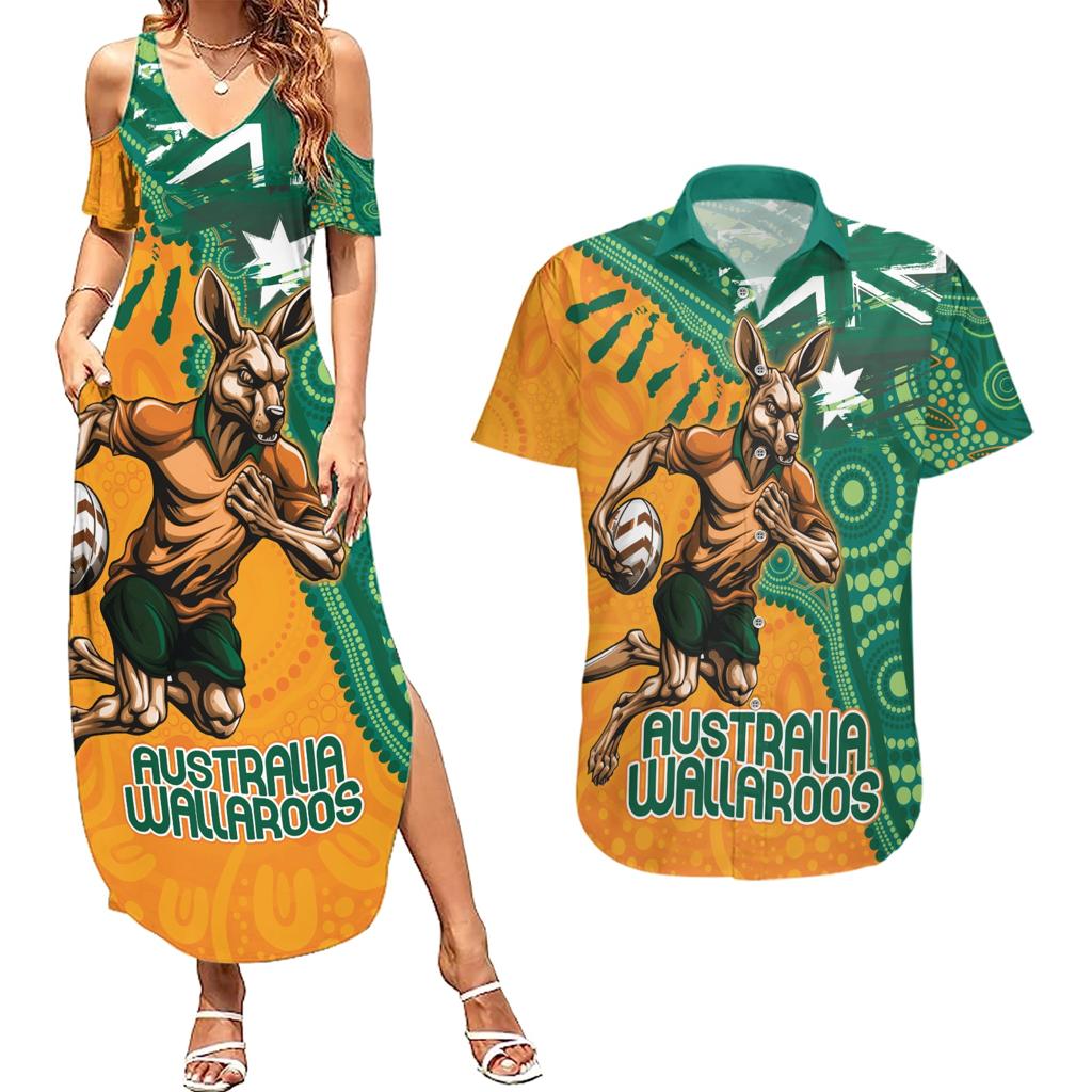 Custom Australia Rugby Wallaroos Couples Matching Summer Maxi Dress and Hawaiian Shirt Indigenous Aboriginal Pacific Champions