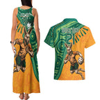 Custom Australia Rugby Wallaroos Couples Matching Tank Maxi Dress and Hawaiian Shirt Indigenous Aboriginal Pacific Champions