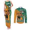 Custom Australia Rugby Wallaroos Couples Matching Tank Maxi Dress and Long Sleeve Button Shirt Indigenous Aboriginal Pacific Champions