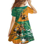 Custom Australia Rugby Wallaroos Family Matching Off Shoulder Maxi Dress and Hawaiian Shirt Indigenous Aboriginal Pacific Champions
