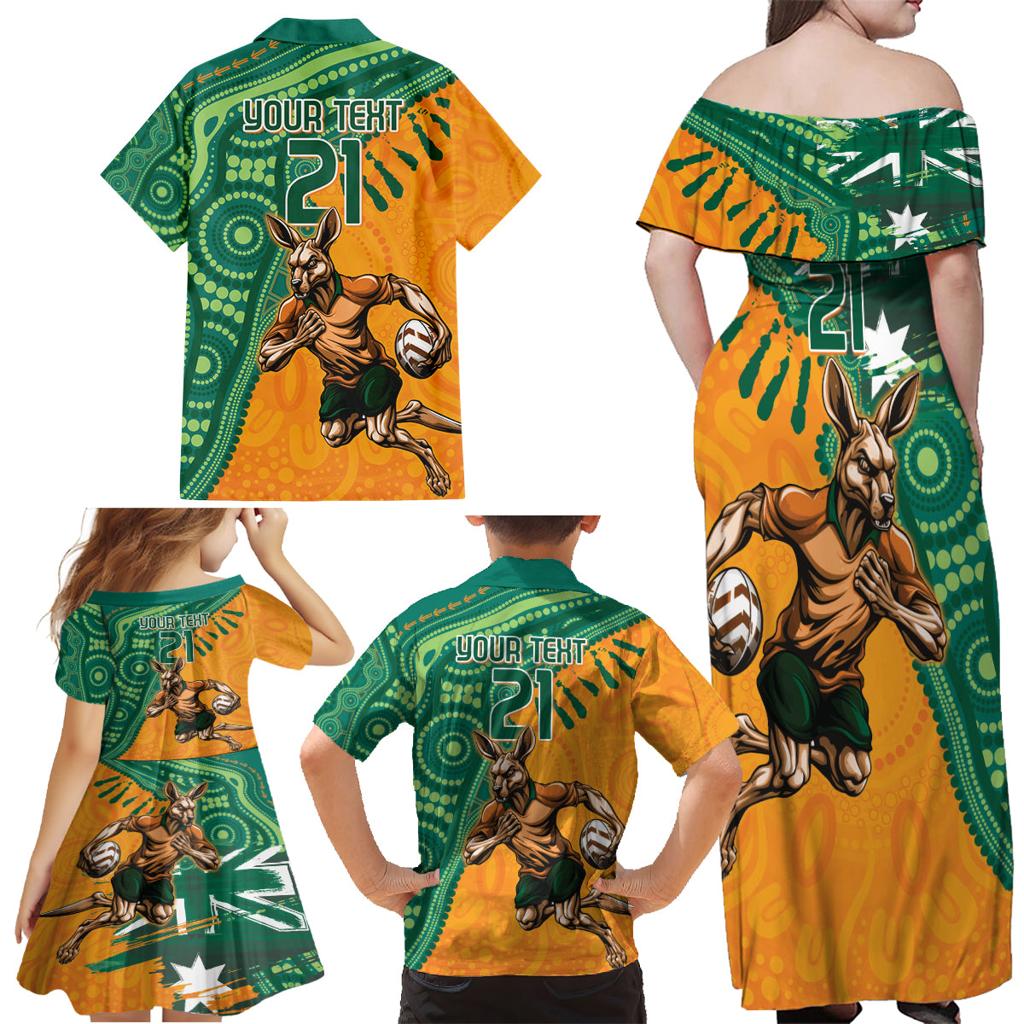 Custom Australia Rugby Wallaroos Family Matching Off Shoulder Maxi Dress and Hawaiian Shirt Indigenous Aboriginal Pacific Champions