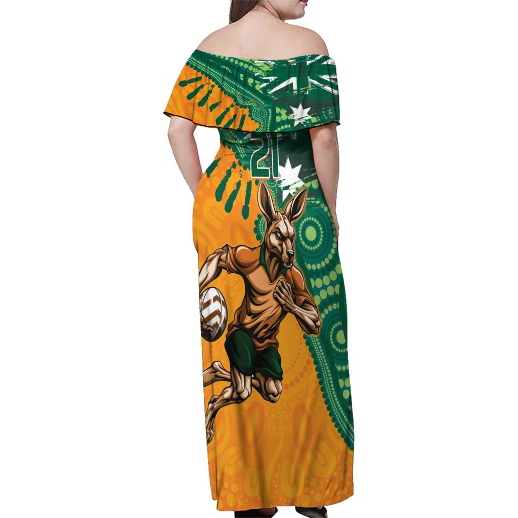 Custom Australia Rugby Wallaroos Family Matching Off Shoulder Maxi Dress and Hawaiian Shirt Indigenous Aboriginal Pacific Champions