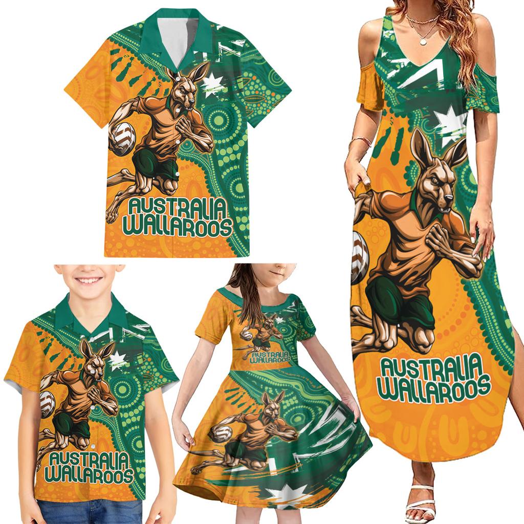 Custom Australia Rugby Wallaroos Family Matching Summer Maxi Dress and Hawaiian Shirt Indigenous Aboriginal Pacific Champions