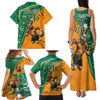 Custom Australia Rugby Wallaroos Family Matching Tank Maxi Dress and Hawaiian Shirt Indigenous Aboriginal Pacific Champions