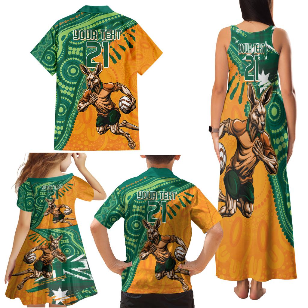 Custom Australia Rugby Wallaroos Family Matching Tank Maxi Dress and Hawaiian Shirt Indigenous Aboriginal Pacific Champions