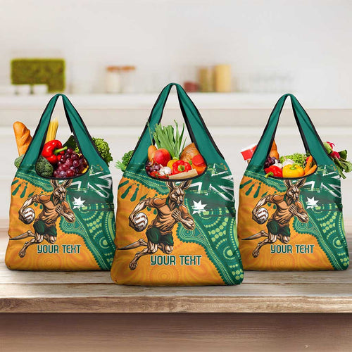 Custom Australia Rugby Wallaroos Grocery Bag Indigenous Aboriginal Pacific Champions