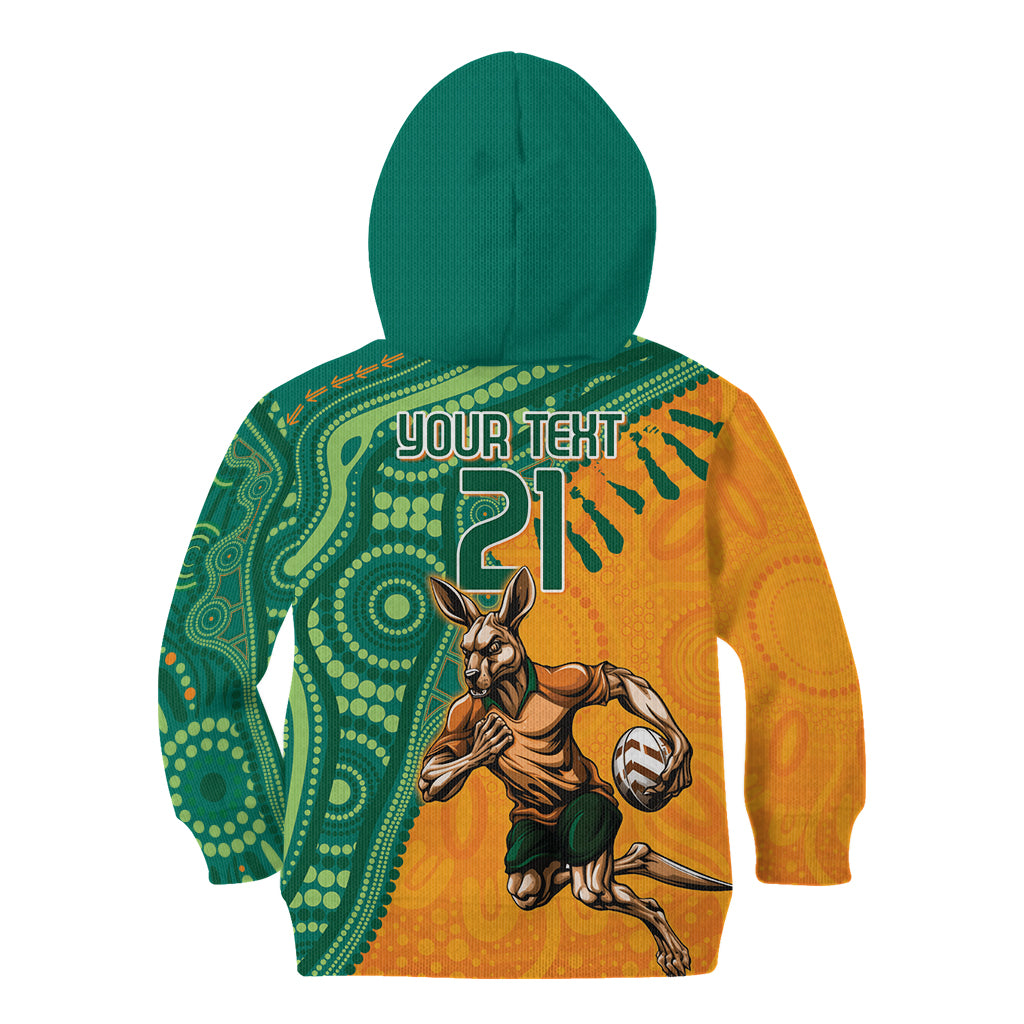 Custom Australia Rugby Wallaroos Kid Hoodie Indigenous Aboriginal Pacific Champions