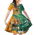 Custom Australia Rugby Wallaroos Kid Short Sleeve Dress Indigenous Aboriginal Pacific Champions