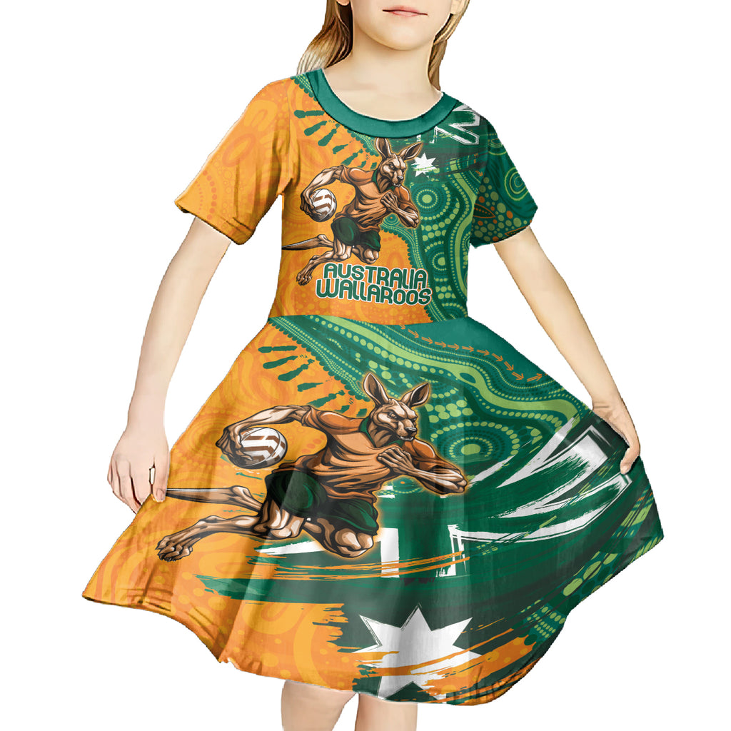 Custom Australia Rugby Wallaroos Kid Short Sleeve Dress Indigenous Aboriginal Pacific Champions