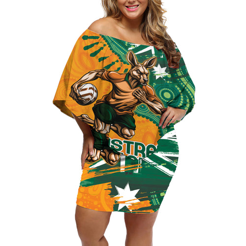 Custom Australia Rugby Wallaroos Off Shoulder Short Dress Indigenous Aboriginal Pacific Champions