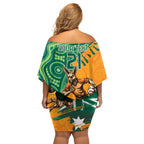 Custom Australia Rugby Wallaroos Off Shoulder Short Dress Indigenous Aboriginal Pacific Champions
