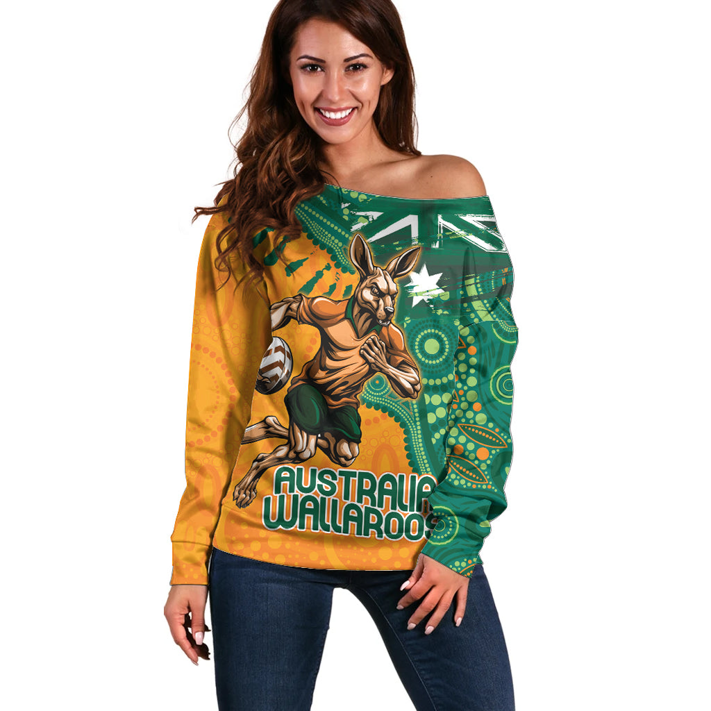 Custom Australia Rugby Wallaroos Off Shoulder Sweater Indigenous Aboriginal Pacific Champions