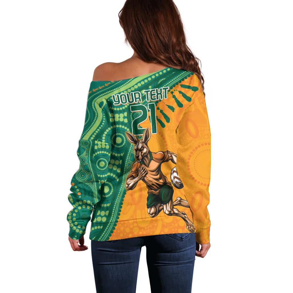 Custom Australia Rugby Wallaroos Off Shoulder Sweater Indigenous Aboriginal Pacific Champions