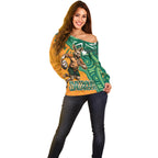 Custom Australia Rugby Wallaroos Off Shoulder Sweater Indigenous Aboriginal Pacific Champions