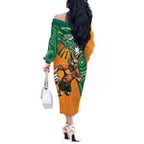 Custom Australia Rugby Wallaroos Off The Shoulder Long Sleeve Dress Indigenous Aboriginal Pacific Champions