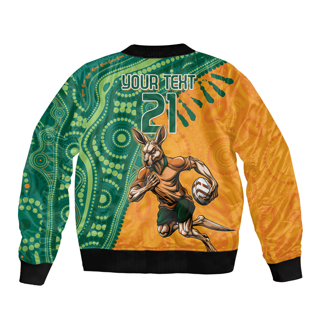 Custom Australia Rugby Wallaroos Sleeve Zip Bomber Jacket Indigenous Aboriginal Pacific Champions