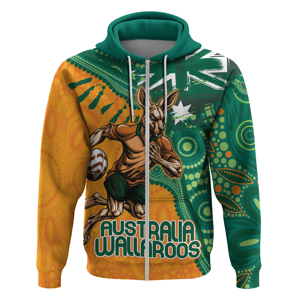 Custom Australia Rugby Wallaroos Zip Hoodie Indigenous Aboriginal Pacific Champions