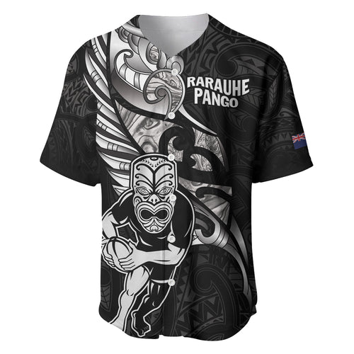 Custom New Zealand Maori Rugby Baseball Jersey Rarauhe Pango Silver Fern Manaia