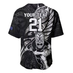 Custom New Zealand Maori Rugby Baseball Jersey Rarauhe Pango Silver Fern Manaia