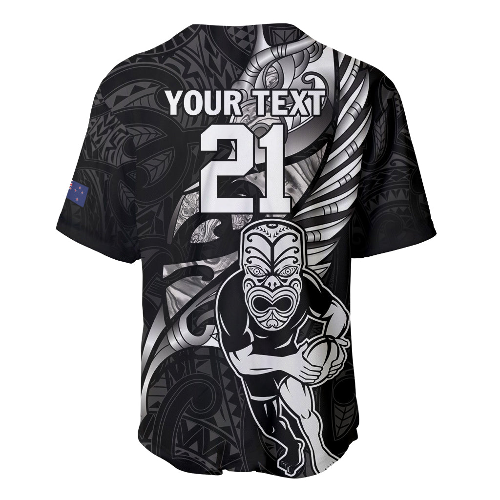 Custom New Zealand Maori Rugby Baseball Jersey Rarauhe Pango Silver Fern Manaia