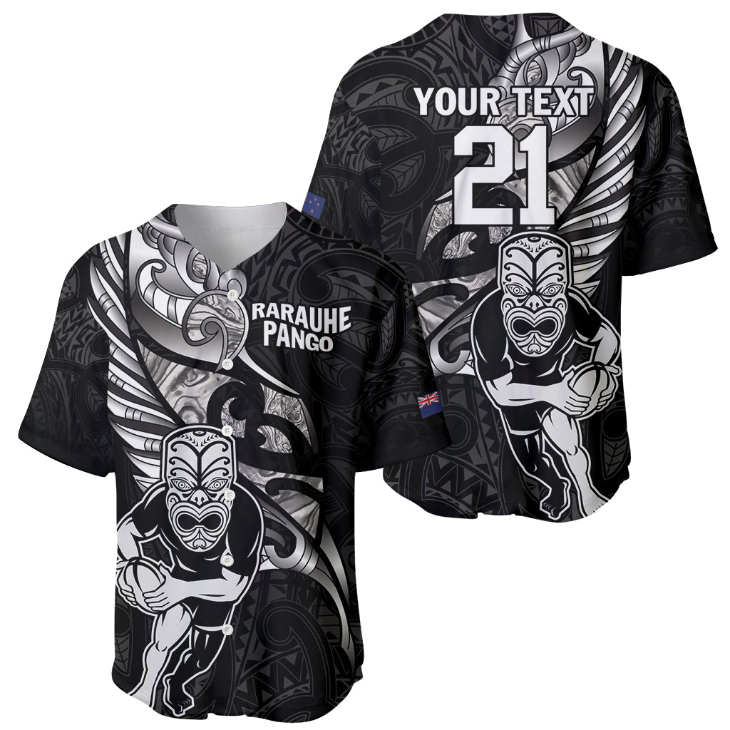 Custom New Zealand Maori Rugby Baseball Jersey Rarauhe Pango Silver Fern Manaia