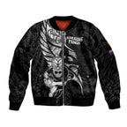 Custom New Zealand Maori Rugby Bomber Jacket Rarauhe Pango Silver Fern Manaia