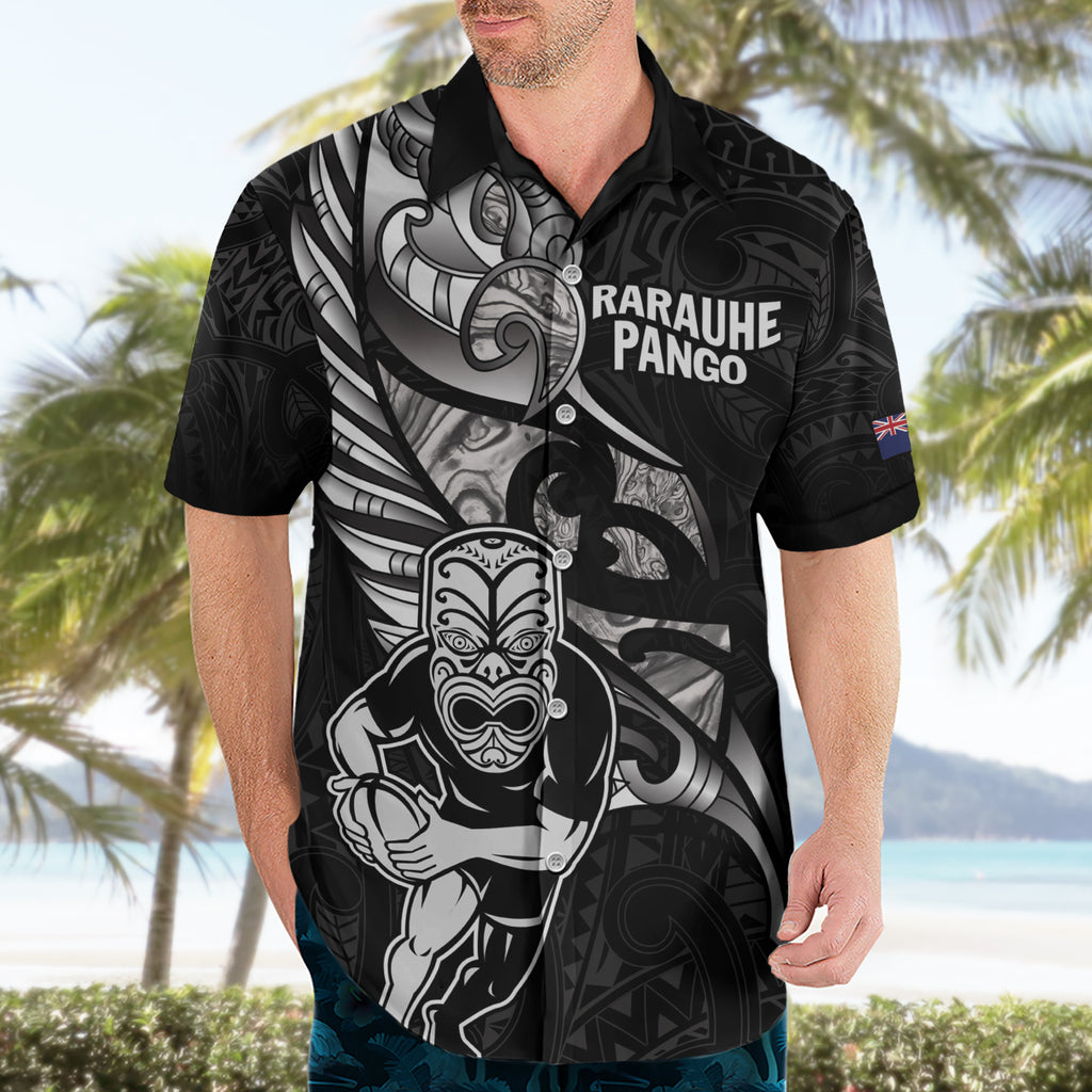 Custom New Zealand Maori Rugby Hawaiian Shirt Rarauhe Pango Silver Fern Manaia