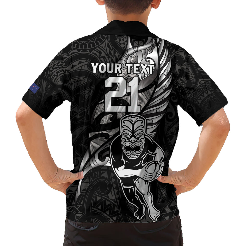 Custom New Zealand Maori Rugby Hawaiian Shirt Rarauhe Pango Silver Fern Manaia