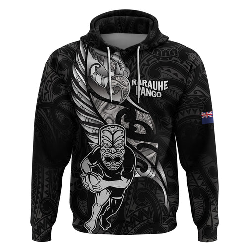 Custom New Zealand Maori Rugby Hoodie Rarauhe Pango Silver Fern Manaia