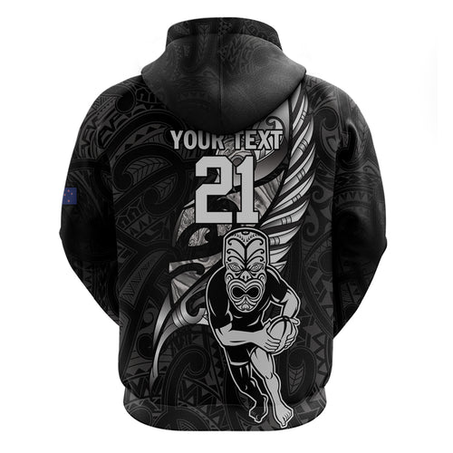 Custom New Zealand Maori Rugby Hoodie Rarauhe Pango Silver Fern Manaia